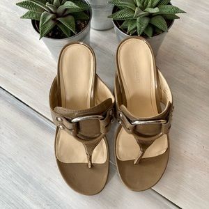 Calvin Klein Taupe Wedge Sandals. Size 7.5